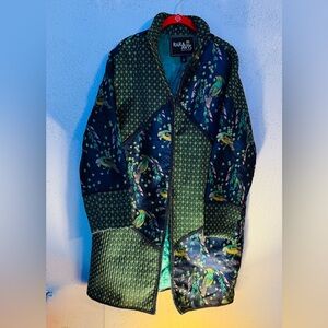 Vintage Rara Avis  Embroidered Peacock Duster